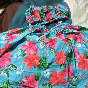 Tropical Floral Kids Matching Set - Blue and Pink